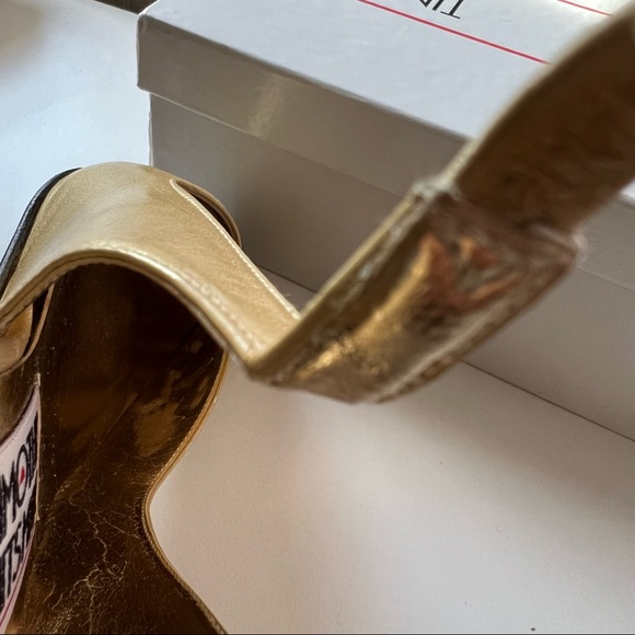 Timothy Hitsman Vintage Clear Heel Gold pointy toe sling back pump 7.5 - Picture 9 of 11